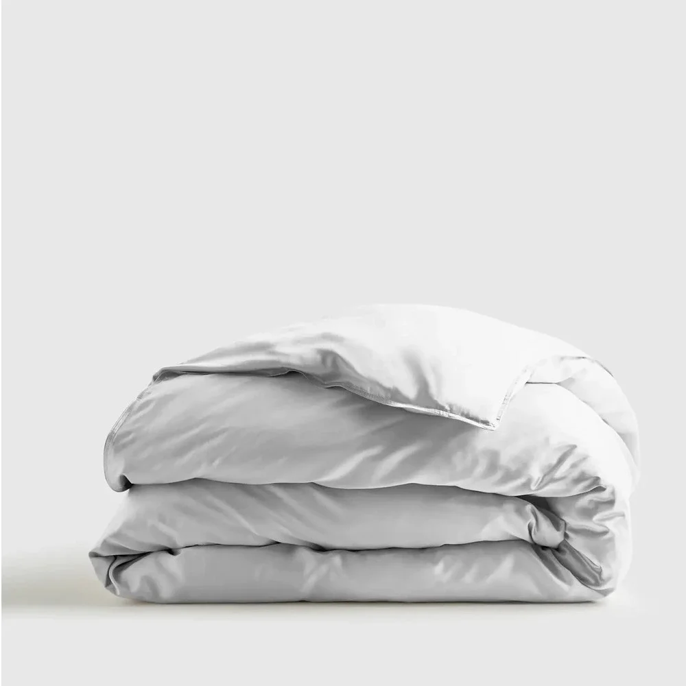 Quince Bamboo Duvet Cover King Cal King Light Grey Organic Quiet Luxury Bedding